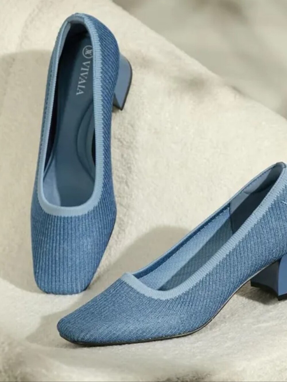 Vivaia Blue Low Block Heel Pumps NWT